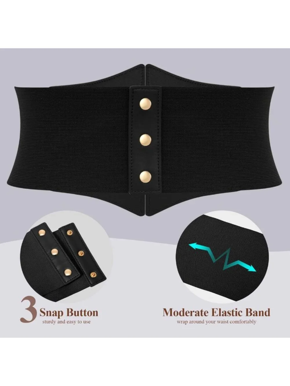 Wide Stretchy Corset Belt with Gold Buckle - Perfect for Daily Wear & Costumes